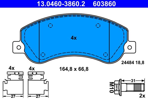 ATE 13.0460-3860.2 Brake Pad Set, disc brake