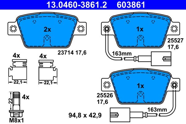 ATE 13.0460-3861.2 Brake Pad Set, disc brake