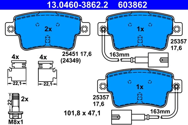 ATE 13.0460-3862.2 Brake Pad Set, disc brake