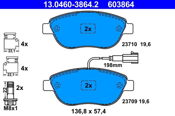 ATE 13.0460-3864.2 Brake Pad Set, disc brake