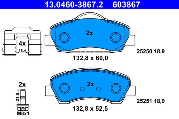 ATE 13.0460-3867.2 Brake Pad Set, disc brake
