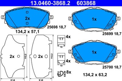 Brake Pad Set, disc brake ATE 13.0460-3868.2