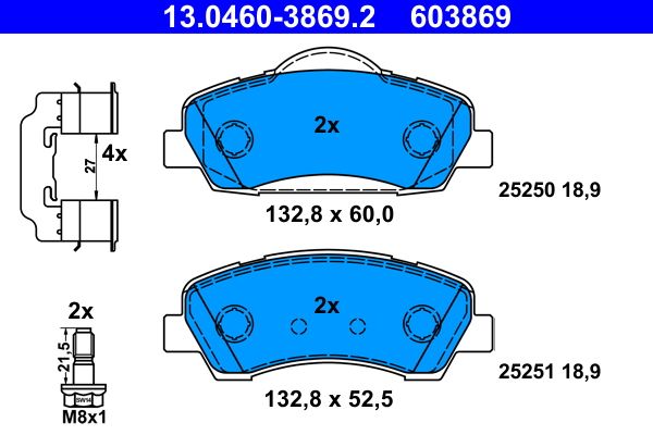 ATE 13.0460-3869.2 Brake Pad Set, disc brake