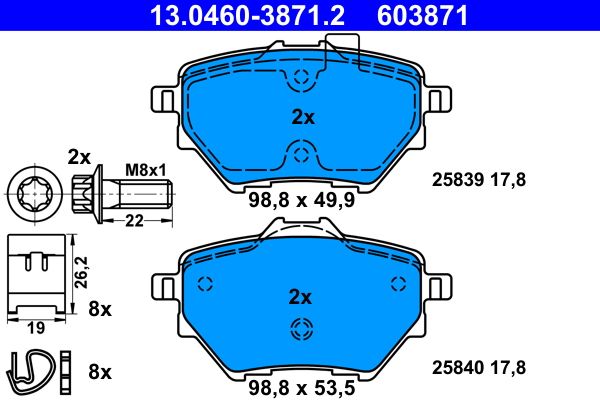ATE 13.0460-3871.2 Brake Pad Set, disc brake