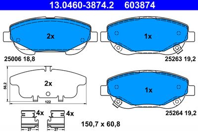 Brake Pad Set, disc brake ATE 13.0460-3874.2