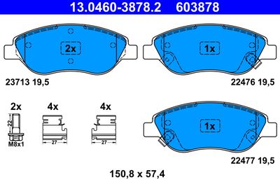 Brake Pad Set, disc brake ATE 13.0460-3878.2