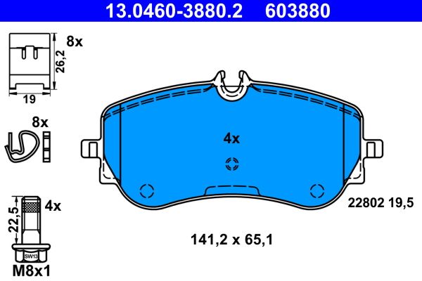 ATE 13.0460-3880.2 Brake Pad Set, disc brake