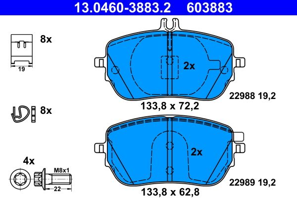 ATE 13.0460-3883.2 Brake Pad Set, disc brake