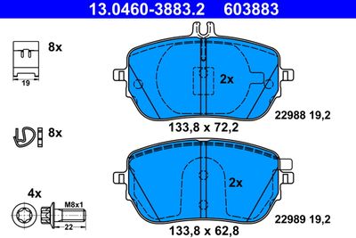 Brake Pad Set, disc brake ATE 13.0460-3883.2