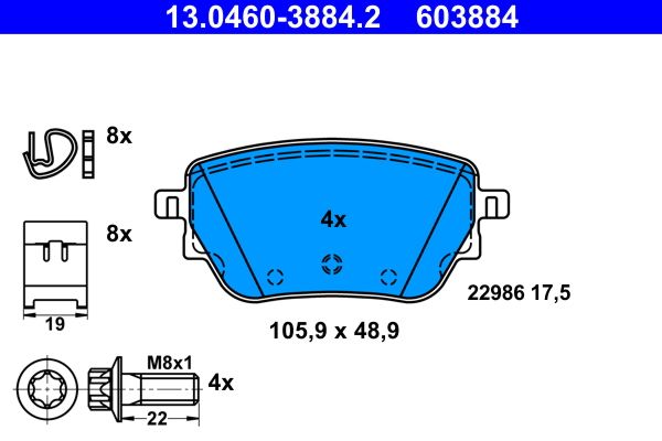 ATE 13.0460-3884.2 Brake Pad Set, disc brake