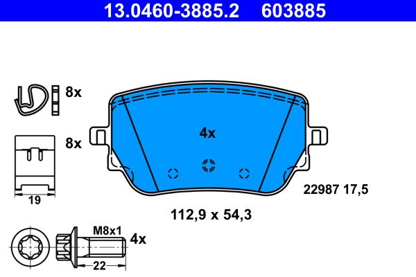 ATE 13.0460-3885.2 Brake Pad Set, disc brake
