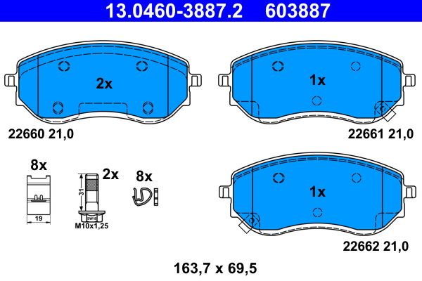 ATE 13.0460-3887.2 Brake Pad Set, disc brake