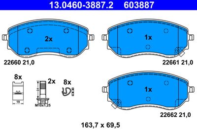 Brake Pad Set, disc brake ATE 13.0460-3887.2