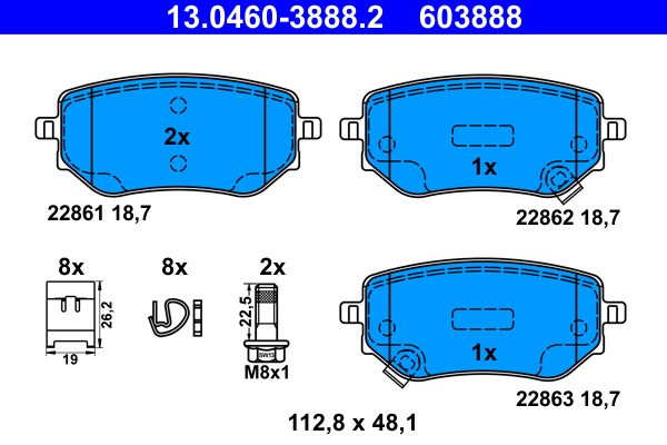 ATE 13.0460-3888.2 Brake Pad Set, disc brake