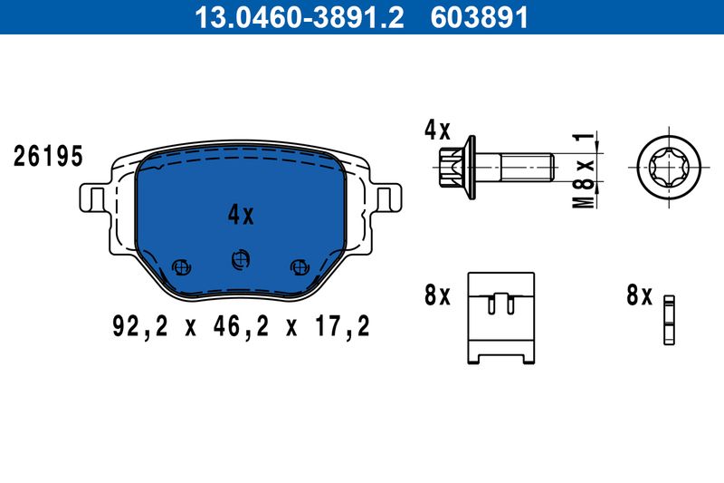 ATE 13.0460-3891.2 Brake Pad Set, disc brake