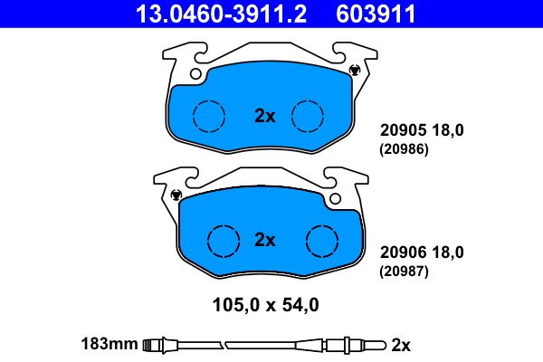 ATE 13.0460-3911.2 Brake Pad Set, disc brake