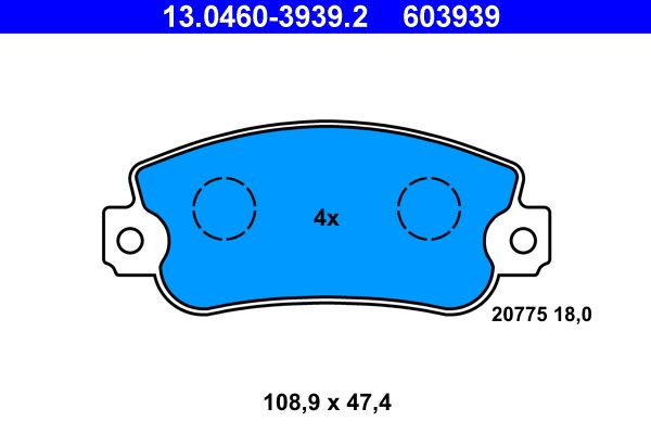 ATE 13.0460-3939.2 Brake Pad Set, disc brake