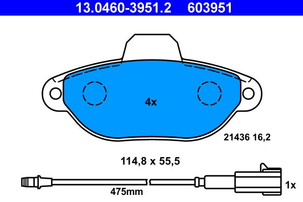 ATE 13.0460-3951.2 Brake Pad Set, disc brake