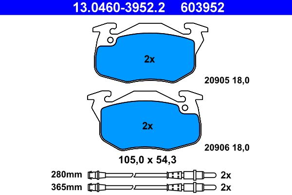 ATE 13.0460-3952.2 Brake Pad Set, disc brake
