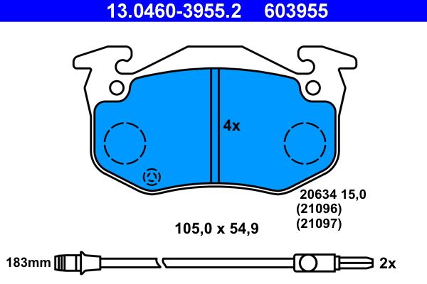 ATE 13.0460-3955.2 Brake Pad Set, disc brake