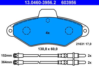 Brake Pad Set, disc brake ATE 13.0460-3956.2