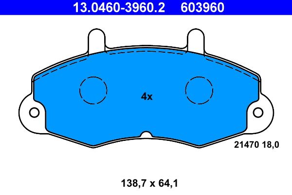 ATE 13.0460-3960.2 Brake Pad Set, disc brake