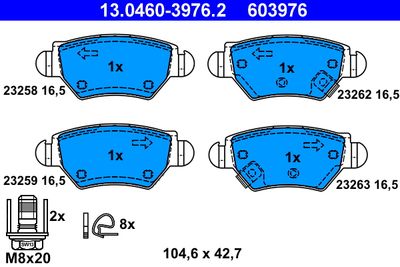 Brake Pad Set, disc brake ATE 13.0460-3976.2