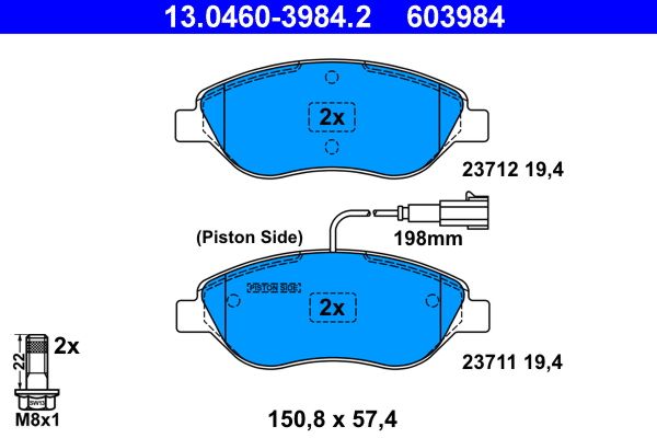 ATE 13.0460-3984.2 Brake Pad Set, disc brake