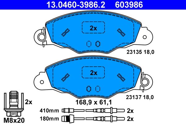 ATE 13.0460-3986.2 Brake Pad Set, disc brake