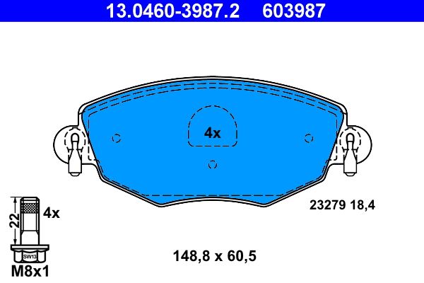 ATE 13.0460-3987.2 Brake Pad Set, disc brake