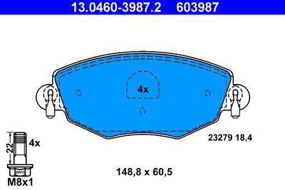 Brake Pad Set, disc brake ATE 13.0460-3987.2