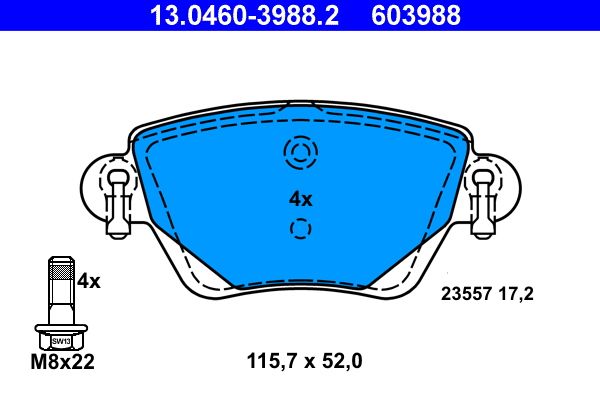 ATE 13.0460-3988.2 Brake Pad Set, disc brake