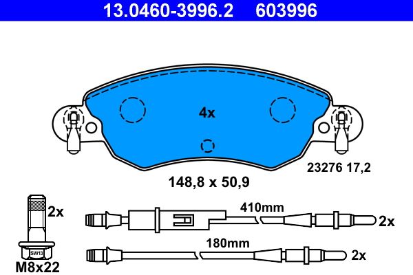 ATE 13.0460-3996.2 Brake Pad Set, disc brake
