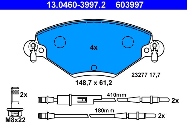 ATE 13.0460-3997.2 Brake Pad Set, disc brake