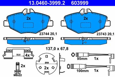 Brake Pad Set, disc brake ATE 13.0460-3999.2
