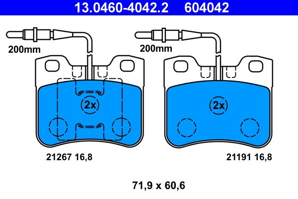 ATE 13.0460-4042.2 Brake Pad Set, disc brake