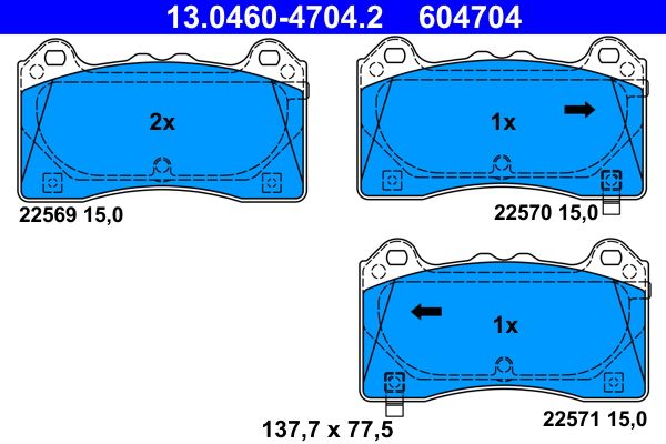 ATE 13.0460-4704.2 Brake Pad Set, disc brake