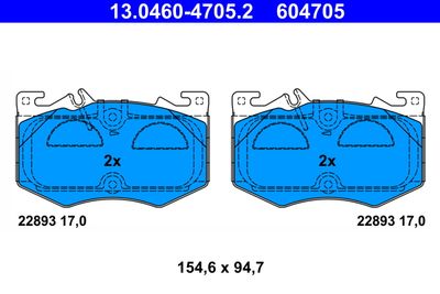 Brake Pad Set, disc brake ATE 13.0460-4705.2
