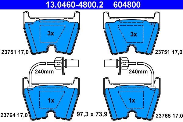 ATE 13.0460-4800.2 Brake Pad Set, disc brake