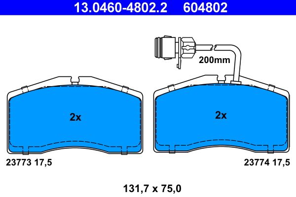 ATE 13.0460-4802.2 Brake Pad Set, disc brake