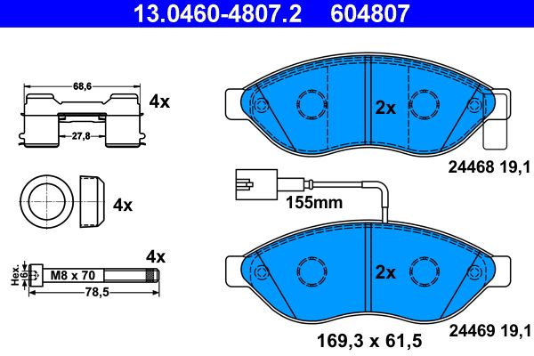 ATE 13.0460-4807.2 Brake Pad Set, disc brake