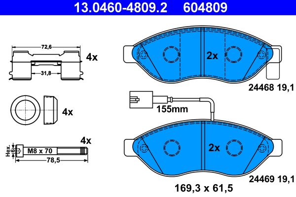 ATE 13.0460-4809.2 Brake Pad Set, disc brake