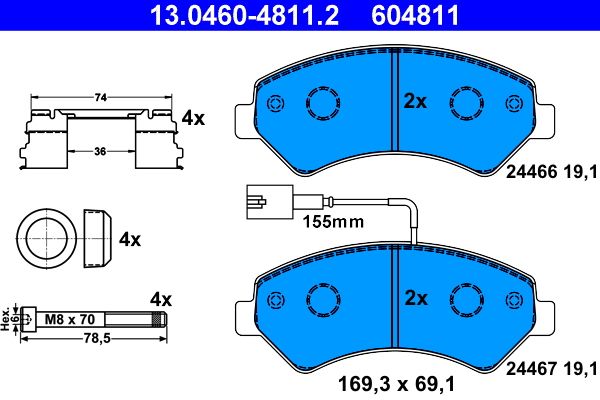 ATE 13.0460-4811.2 Brake Pad Set, disc brake