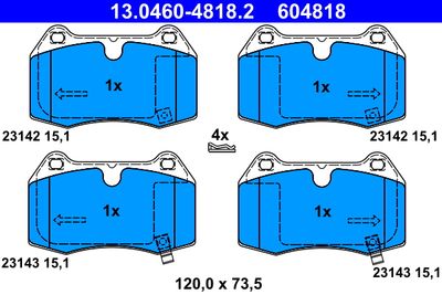 Brake Pad Set, disc brake ATE 13.0460-4818.2