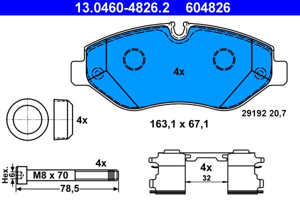 ATE 13.0460-4826.2 Brake Pad Set, disc brake