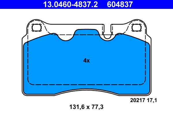 ATE 13.0460-4837.2 Brake Pad Set, disc brake