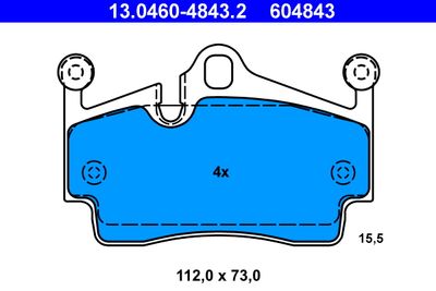 Brake Pad Set, disc brake ATE 13.0460-4843.2