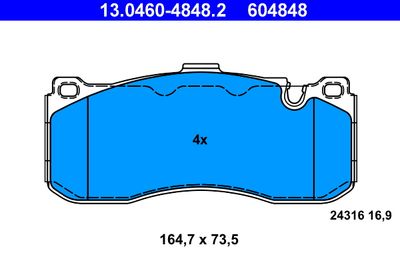 Brake Pad Set, disc brake ATE 13.0460-4848.2