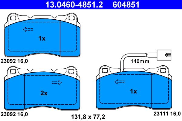ATE 13.0460-4851.2 Brake Pad Set, disc brake