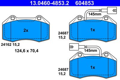 Brake Pad Set, disc brake ATE 13.0460-4853.2